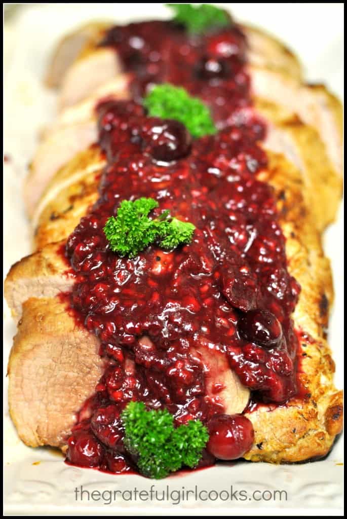 Pork Tenderloin with Cranberry-Raspberry Sauce / The Grateful Girl Cooks!