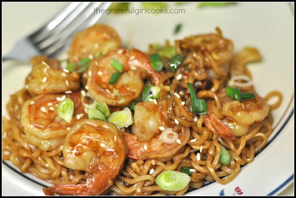 Shrimp and Noodles in Spicy Garlic Sauce / The Grateful Girl Cooks!