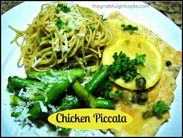Chicken Piccata is an easy to prepare, classic Italian dish featuring chicken cutlets, cooked in broth with lemons, garlic, white wine and capers.