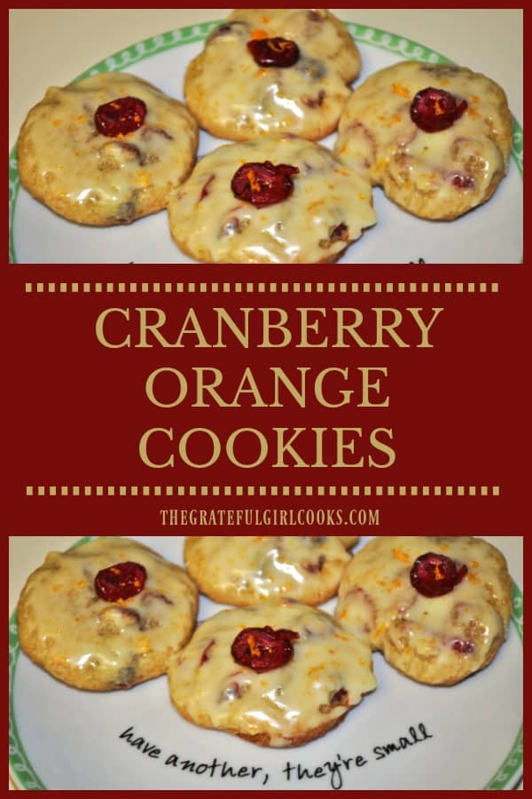 Cranberry Orange Cookies are decadent yummy treats, flavored with cranberries, pecans, orange zest and juice, and topped with a simple orange glaze!