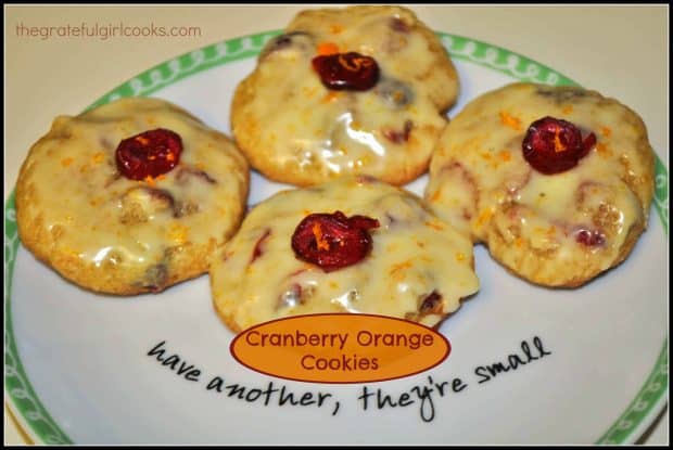 Cranberry Orange Cookies are decadent yummy treats, flavored with cranberries, pecans, orange zest and juice, and topped with a simple orange glaze!