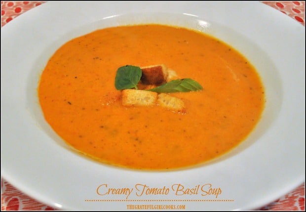 Nothing is as comforting as a hot bowl of soup on a cool day. This delicious, creamy tomato basil soup will really hit the spot, and it's simple to make!