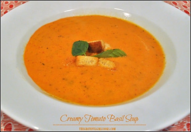 Nothing is as comforting as a hot bowl of soup on a cool day. This delicious, creamy tomato basil soup will really hit the spot, and it's simple to make!