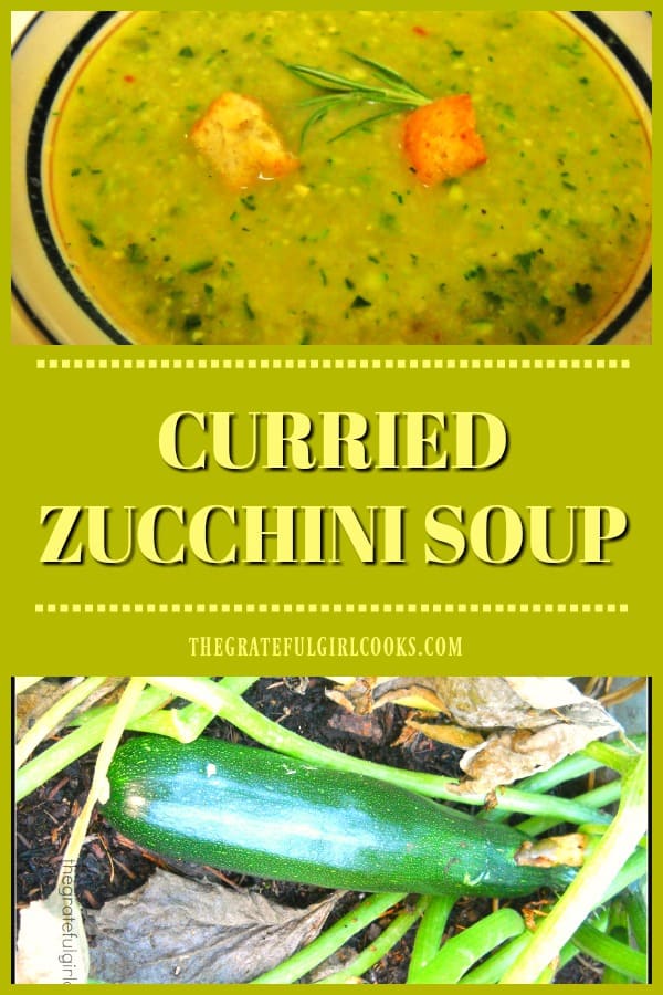 Simple curried zucchini soup has a chicken stock base, is flavored with onion, zucchini, curry powder, and potato. It's easy to make and very tasty!