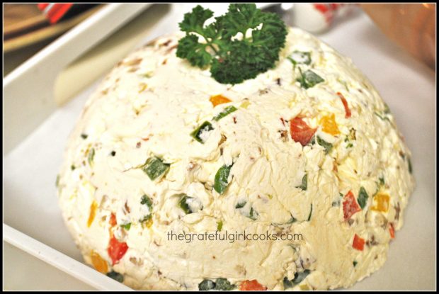 Mom's Famous Cream Cheese Ball, garnished with fresh parsley.