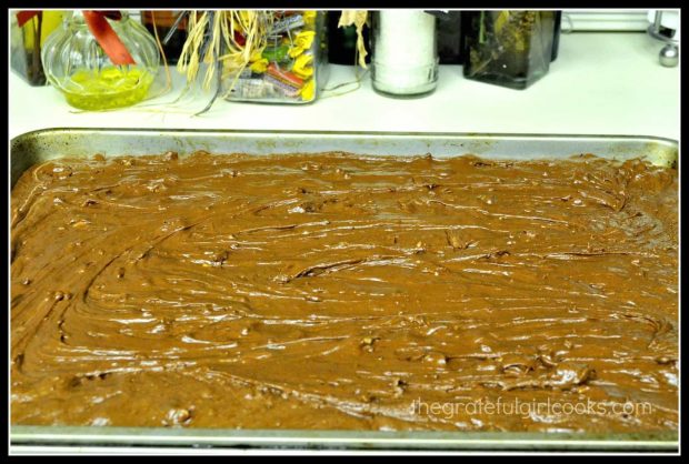Old fashioned fudge is spread out in baking pan, then refrigerated until firm.
