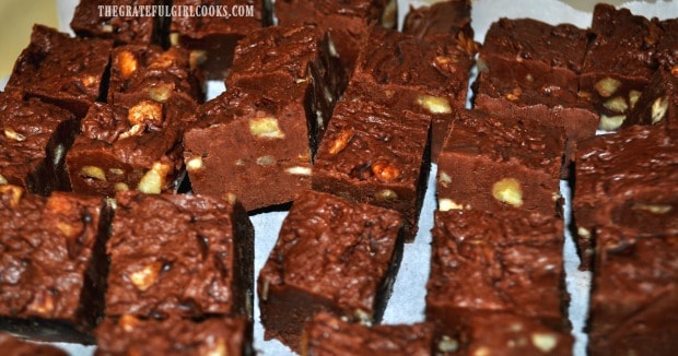 Pieces of Mom's old fashioned fudge, ready to eat!