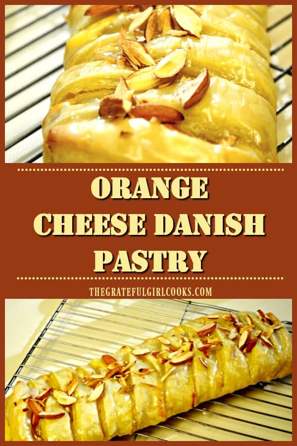 Enjoy a delicious Orange Cheese Danish Pastry, a buttery, orange-glazed treat filled with orange-flavored cream cheese and ricotta. Recipe makes 2!