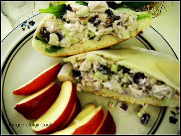 Chicken salad can be served in pita bread for sandwiches.