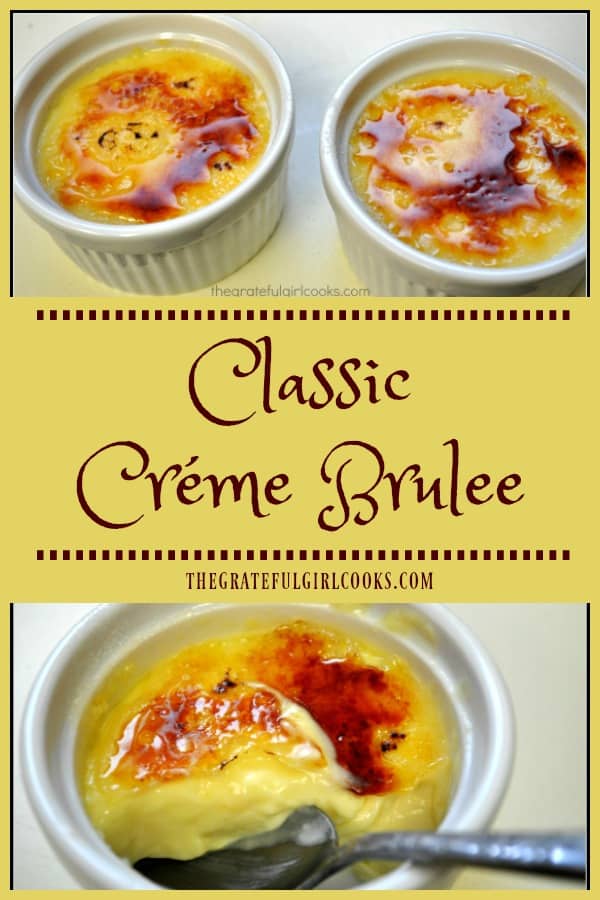Classic Creme Bruleé is a decadent dessert that can be made with only 5 ingredients. It has a custard filling, and a "crackable" sugar crust on top,
