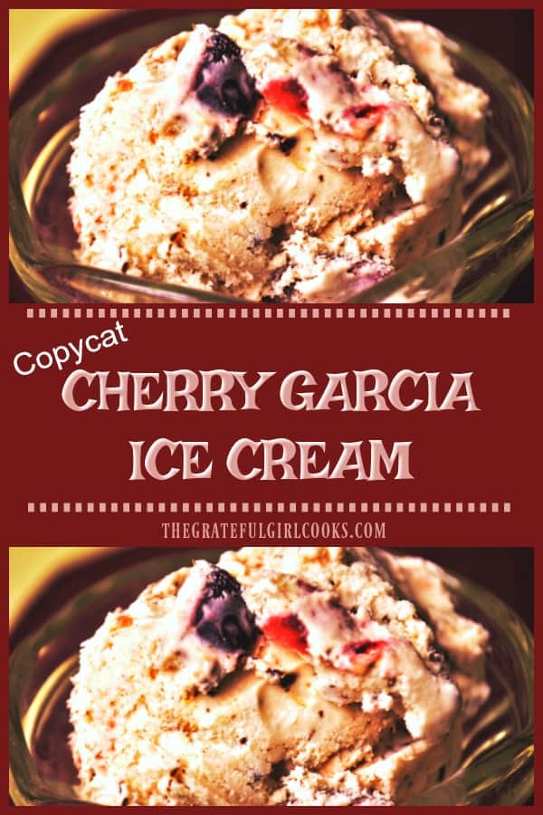 Dark chocolate and Bing cherries are featured in delicious Cherry Garcia Ice Cream (copycat) recipe, made in an electric ice cream maker!