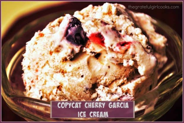 Dark chocolate and Bing cherries are featured in delicious Cherry Garcia Ice Cream (copycat) recipe, made in an electric ice cream maker!