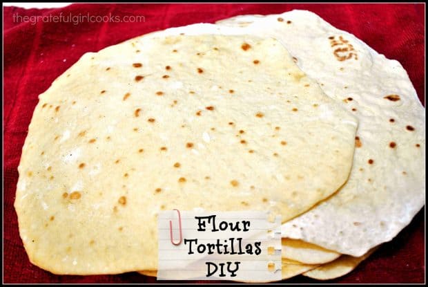 It's EASY to make homemade flour tortillas with only a few common ingredients, and no special equipment! Great for quesadillas, enchiladas, or tacos!