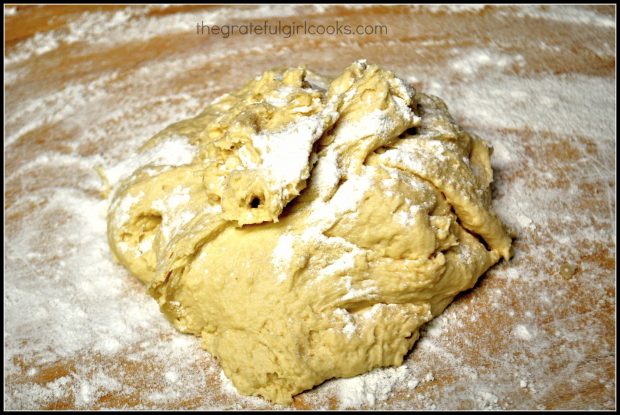 The dough for the flour tortillas is mixed and ready to knead.