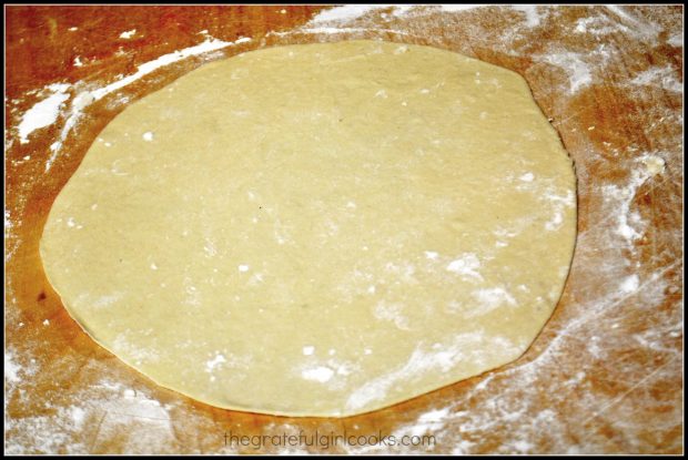 Each of the dough balls is rolled out to form flour tortillas.