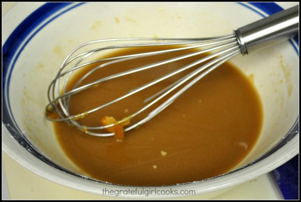 An Asian-inspired orange and soy sauce is mixed for the stir fry.