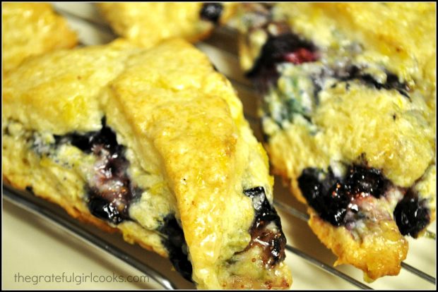 Close up photo of the blueberry scones.