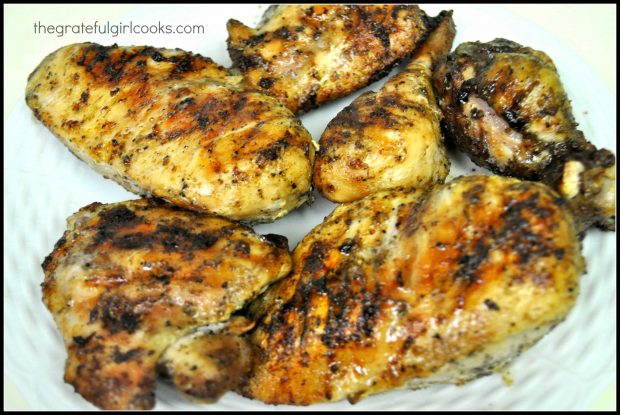 This poultry, seasoned with the grilled chicken basting sauce, is cooked and ready to eat!