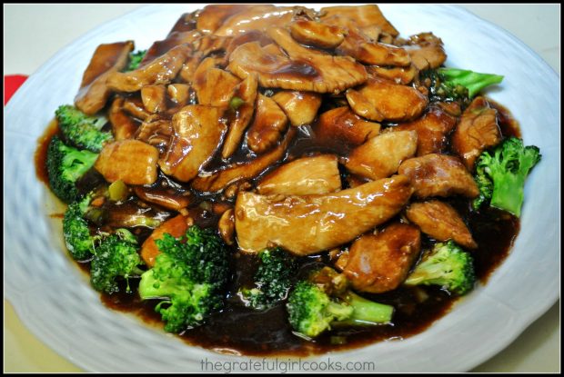 P.F. Chang's Ginger Chicken With Broccoli, on serving platter.