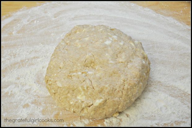 A ball of dough ready to roll out to make sky high biscuits.