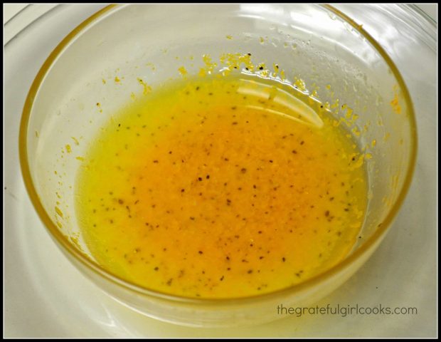 The citrus vinaigrette, used to dress the salad.