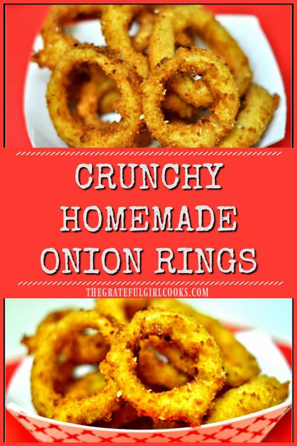 Restaurant quality crunchy homemade onion rings are so good, and they're easy to make! Grill a burger and enjoy it with this classic side dish!