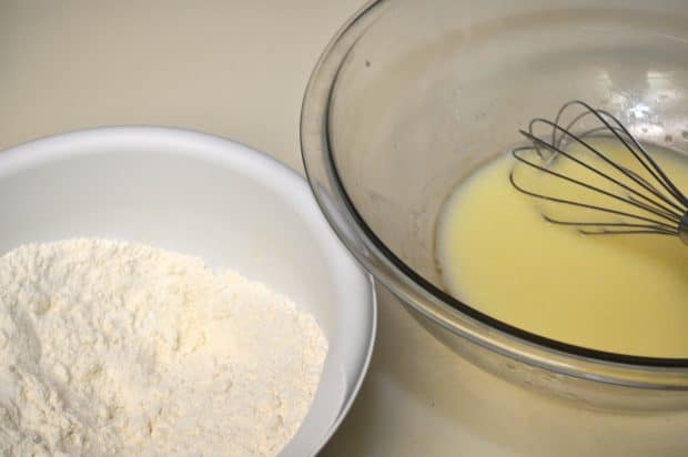 Mixing up the batter for blueberry crumble muffins is EASY!