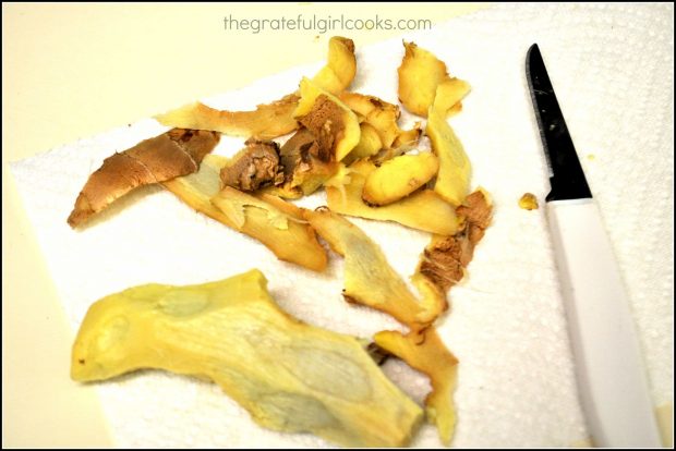 Fresh ginger must be peeled before freezing with a knife or spoon.