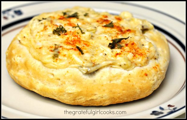 Canned biscuits are used to make Italian flat bread biscuits.