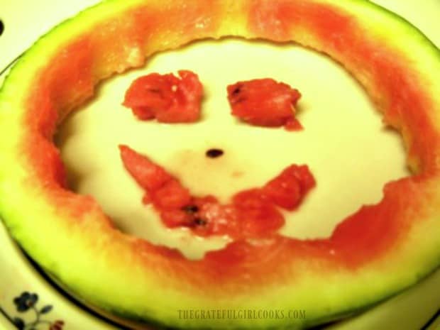 Picture of smiley face watermelon rind