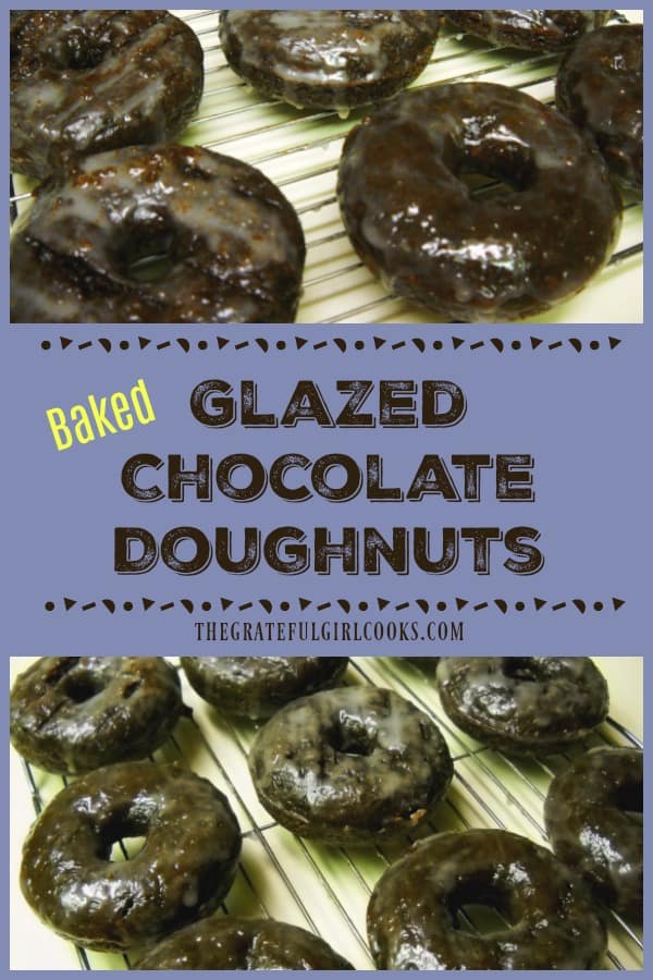 These delicious glazed chocolate doughnuts are baked, not fried! Make fresh doughnuts from scratch in the comfort of your own home in under 20 minutes!