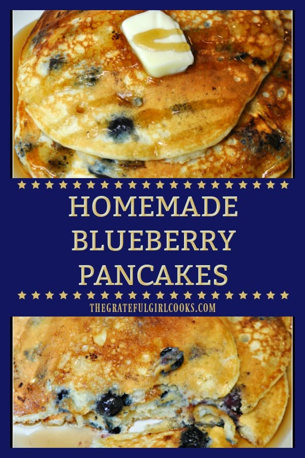 Delicious, homemade blueberry pancakes are easy to make from scratch, using Greek yogurt. Bursting with flavor...a perfect treat for a family breakfast!