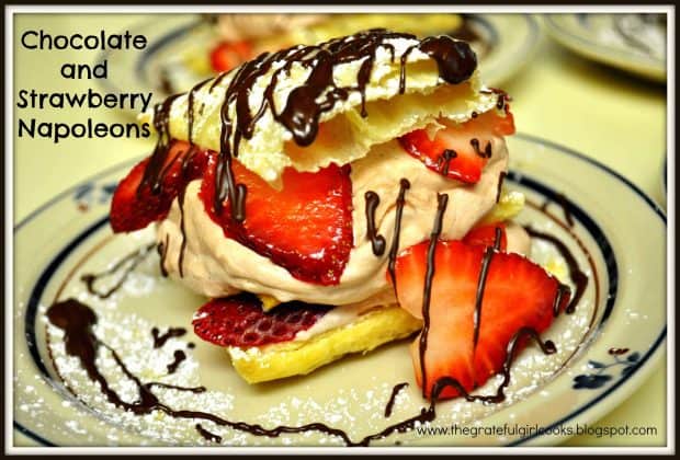 Chocolate Strawberry Napoleons are delicious layered desserts, with strawberries, creamy chocolate filling, puff pastry, and a chocolate drizzle. 