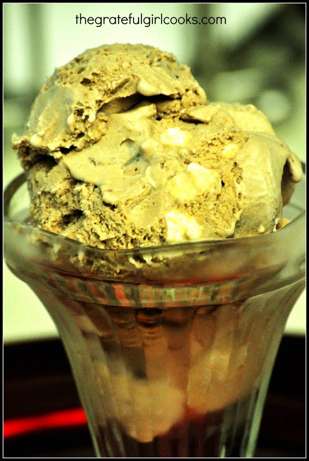 The rocky road ice cream is now ready to eat!
