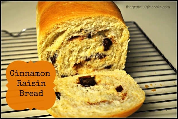 Delicious Cinnamon Raisin Bread can be made by hand, or in a bread machine. A delicious loaf that tastes wonderful toasted or used for French toast!