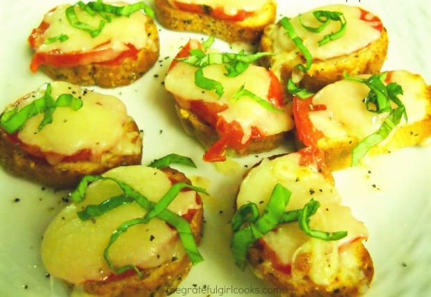 The tomato basil appetizers are ready to eat!