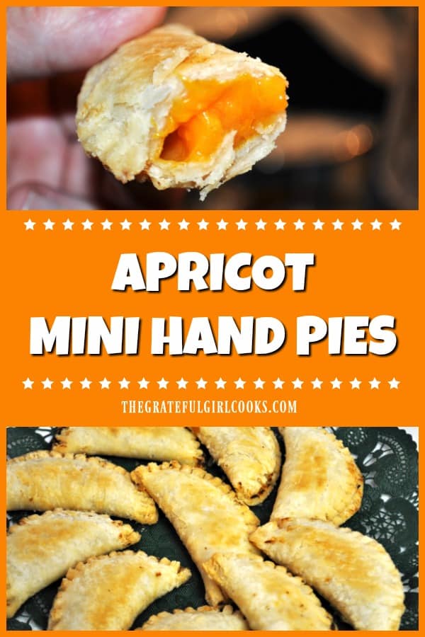 Apricot Mini Hand Pies (also known as fruit empañadas) are little hand-held miniature fruit pies, with a sweet apricot filling inside. Delicious!