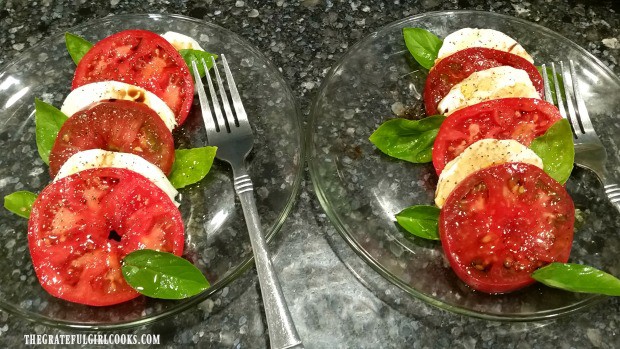 Two caprese salads, ready to eat!