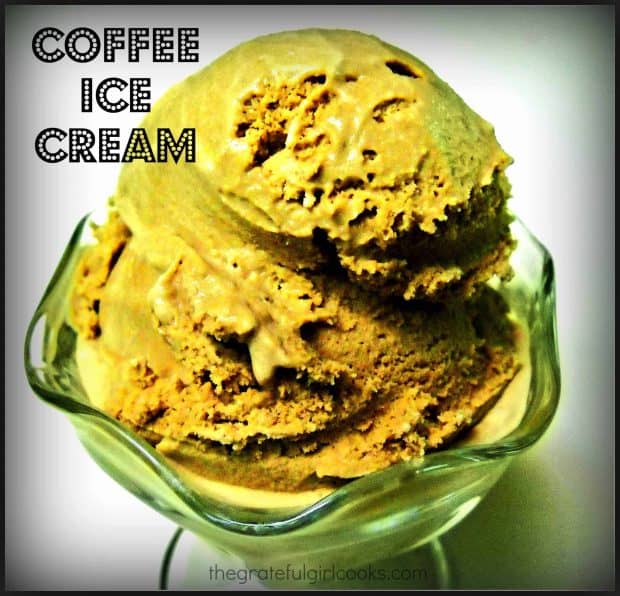 Homemade coffee ice cream is rich and creamy, is easy to make with only a few ingredients, and is the perfect frozen treat on a hot summer day!