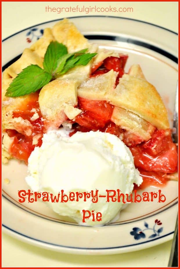 Nothing beats the taste of a classic strawberry-rhubarb pie! This double crusted pie is delicious, packed with fresh fruit, and is quite easy to make!