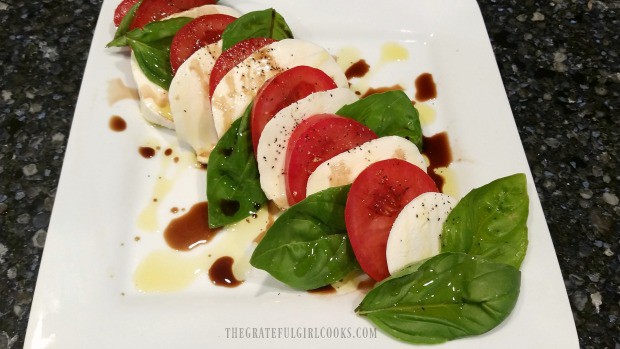 Another caprese salad, ready to eat with dinner!