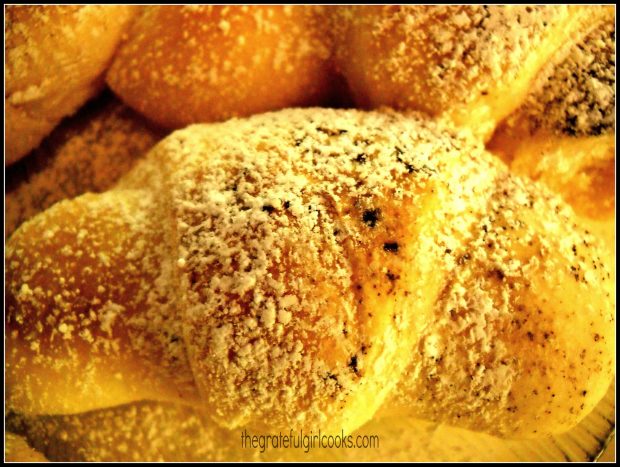 Close up photo of chocolate butterhorns.