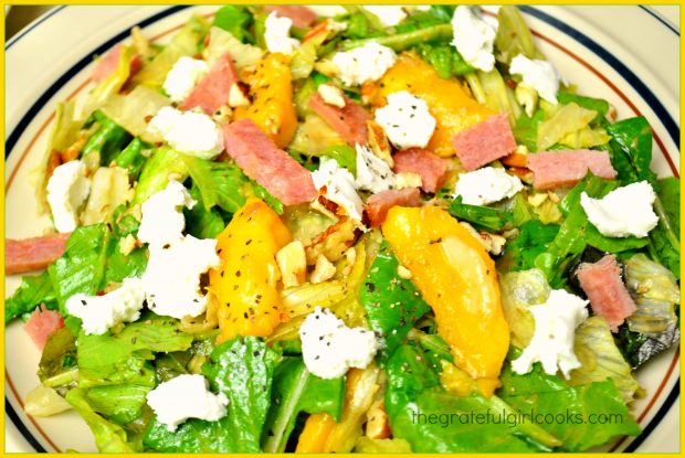Grilled Ham Salad With Peaches And Goat Cheese is a filling entree salad.