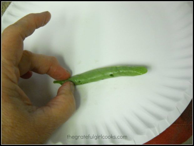 Fresh basil leaves are rolled before cutting to add to sandwich.