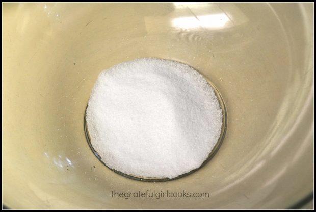 Salt in mixing bowl.