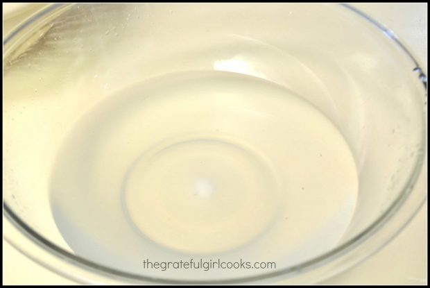 Salt and water in large bowl.