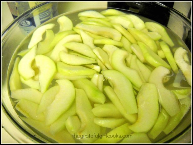 Apples in a salt brine.