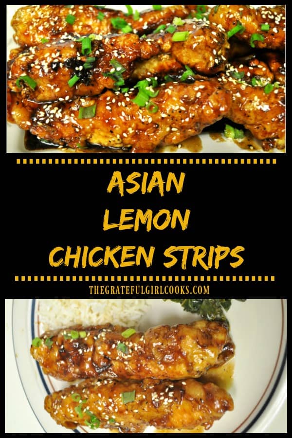 Asian Lemon Chicken Strips are cooked until crispy, then coated in an Asian-inspired, sweet and sticky, lemon glaze in this delicious, restaurant-quality dish!