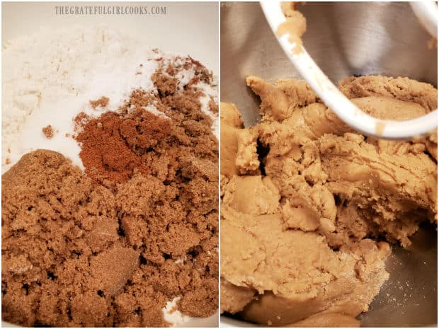 Date Roll Cookies - The Grateful Girl Cooks! Dry ingredients for the cookie dough are mixed together.