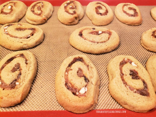 Date Roll Cookies - The Grateful Girl Cooks! The date roll cookies are baked and golden brown.